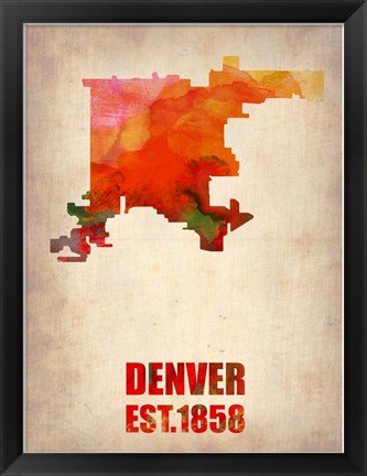 Framed Denver Watercolor Map Print