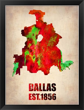 Framed Dallas Watercolor Map Print