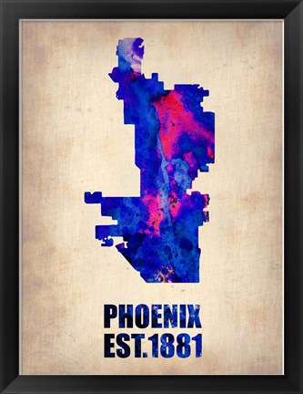 Framed Phoenix Watercolor Map Print