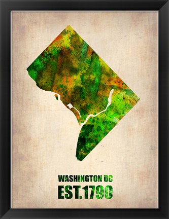 Framed Washington DC Watercolor Map Print