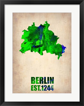 Framed Berlin Watercolor Map Print