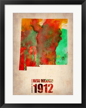 Framed New Mexico Watercolor Map Print