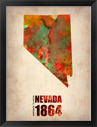 Framed Nevada Watercolor Map Print