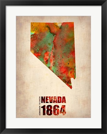 Framed Nevada Watercolor Map Print