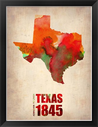 Framed Texas Watercolor Map Print