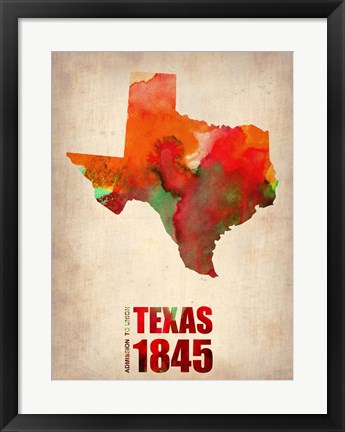 Framed Texas Watercolor Map Print