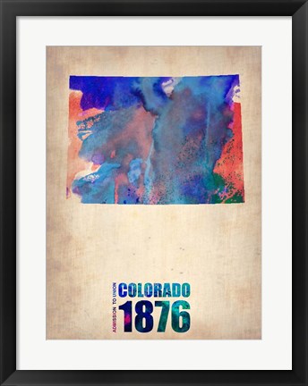 Framed Colorado Watercolor Map Print