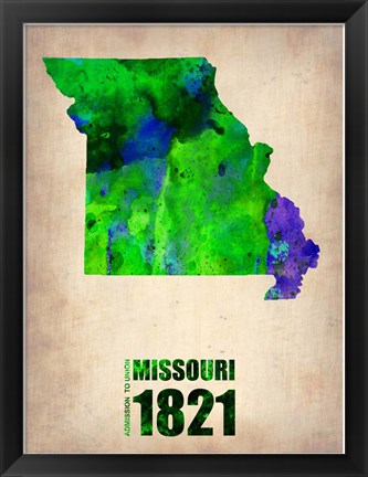 Framed Missouri Watercolor Map Print