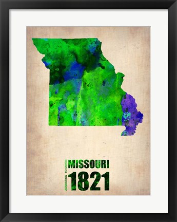 Framed Missouri Watercolor Map Print