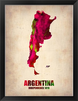 Framed Argentina Watercolor Map Print