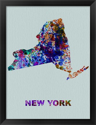 Framed New York Color Splatter Map Print