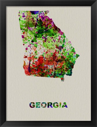 Framed Georgia Color Splatter Map Print