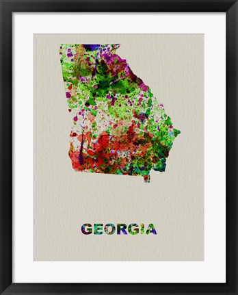 Framed Georgia Color Splatter Map Print