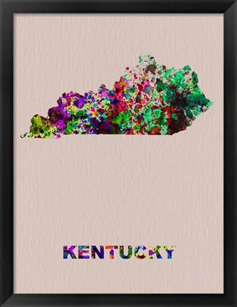 Framed Kentucky Color Splatter Map Print