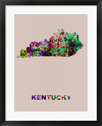 Framed Kentucky Color Splatter Map Print