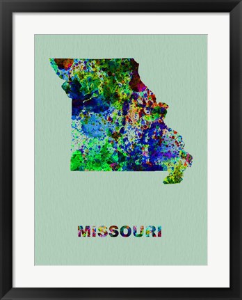 Framed Missouri Color Splatter Map Print