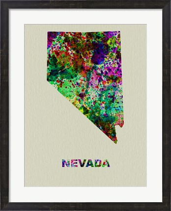 Framed Nevada Color Splatter Map Print