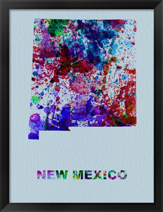 Framed New Mexico Color Splatter Map Print