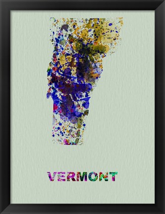 Framed Vermont Color Splatter Map Print