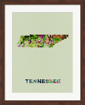 Framed Tennessee Color Splatter Map Print