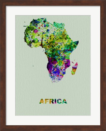 Framed Africa Color Splatter Map Print