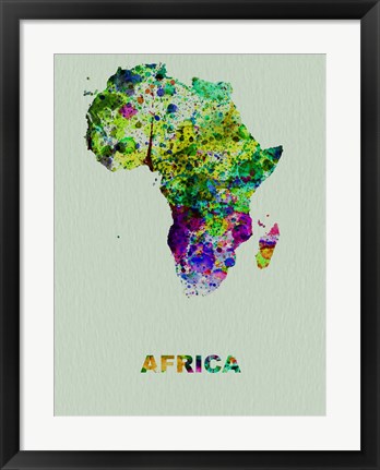 Framed Africa Color Splatter Map Print