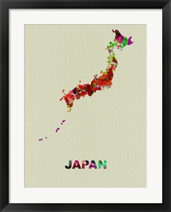 Framed Japan Color Splatter Map Print