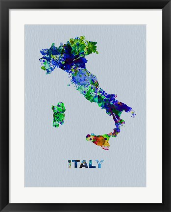 Framed Italy Color Splatter Map Print