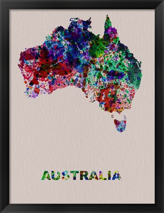 Framed Australia Color Splatter Map Print