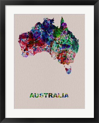 Framed Australia Color Splatter Map Print