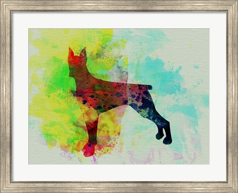 Framed Doberman Pinscher Watercolor Print