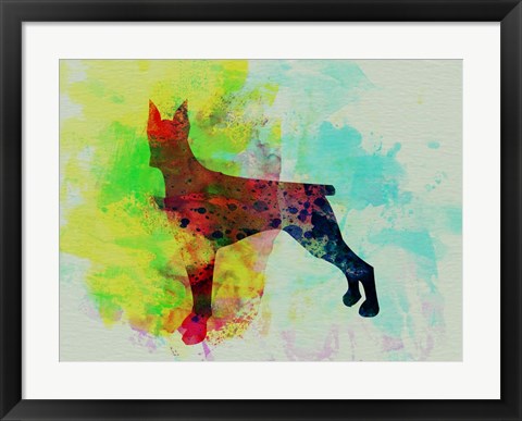 Framed Doberman Pinscher Watercolor Print