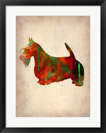 Framed Scottish Terrier Watercolor 2 Print