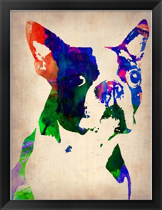 Framed Boston Terrier Watercolor Print