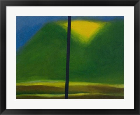 Framed Green Mountain with Yellow Print