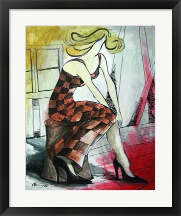 Framed Checkered Woman Print