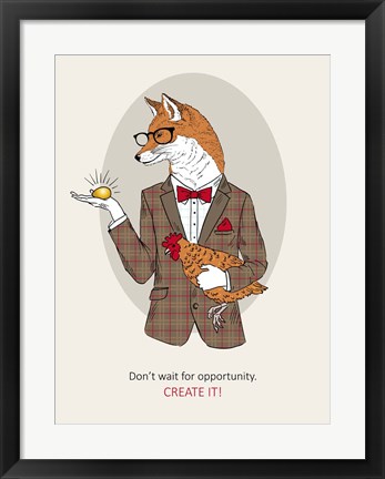 Framed Fox Man In Pin Suit Print