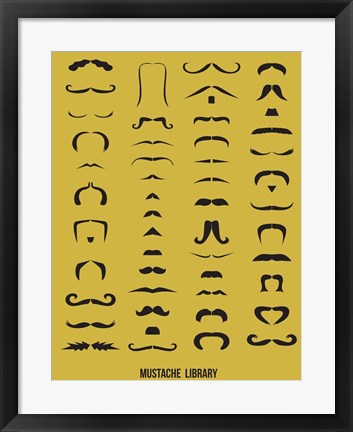 Framed Mustache Library Print