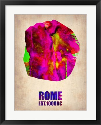 Framed Rome Watercolor Map Print