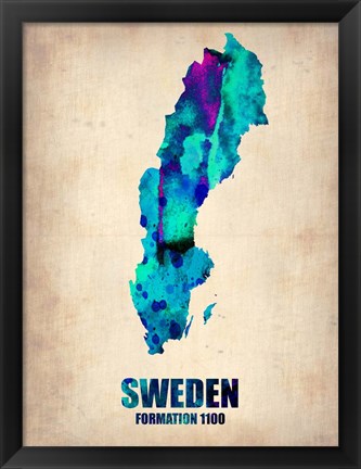 Framed Sweden Watercolor Print