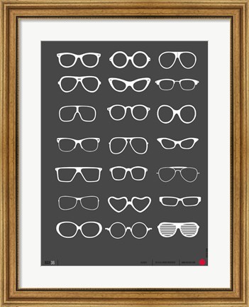 Framed Vintage Glasses 2 Print