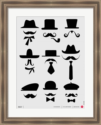 Framed Hats and Mustaches 1 Print