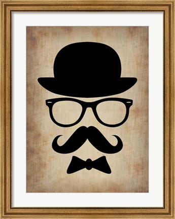 Framed Hat Glasses and Mustache 1 Print