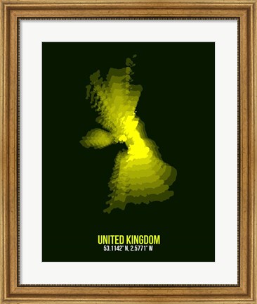 Framed United Kingdom Radiant Map 3 Print