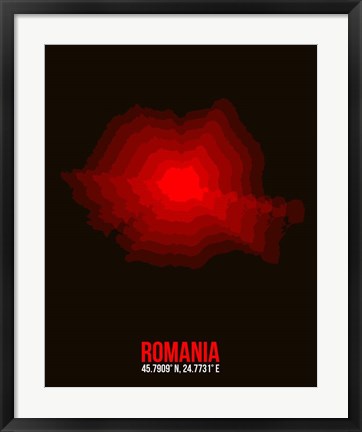 Framed Romania Radiant Map 1 Print