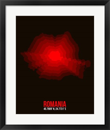 Framed Romania Radiant Map 1 Print