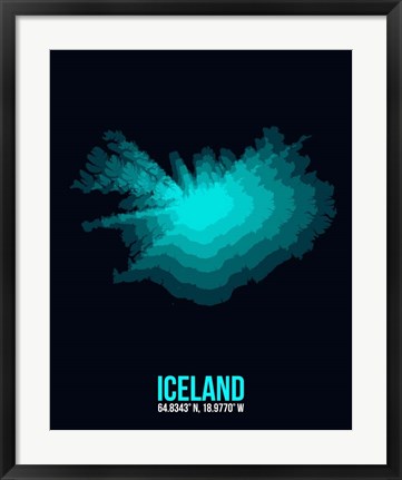 Framed Iceland Radiant Map 2 Print