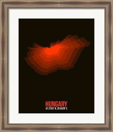 Framed Hungary Radiant Map 1 Print