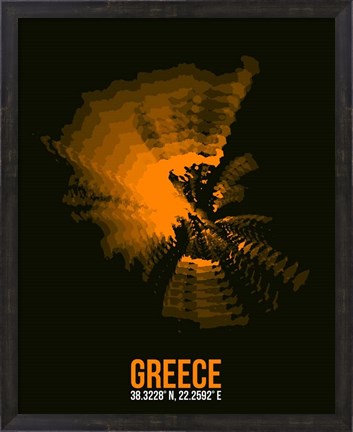 Framed Greece Radiant Map 2 Print