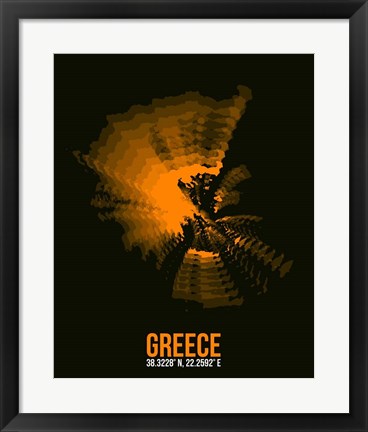 Framed Greece Radiant Map 2 Print